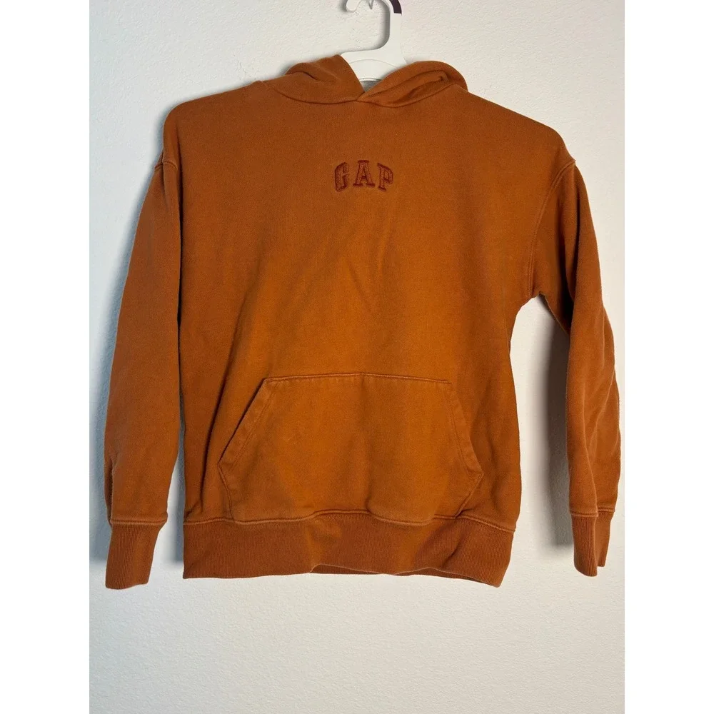Gap Kids Generation Good Pullover Hoodie Burnt Orange Embroidered Logo Size L 10
